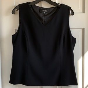 Kasper Size 12 Black Crepe Sleeveless Shell
